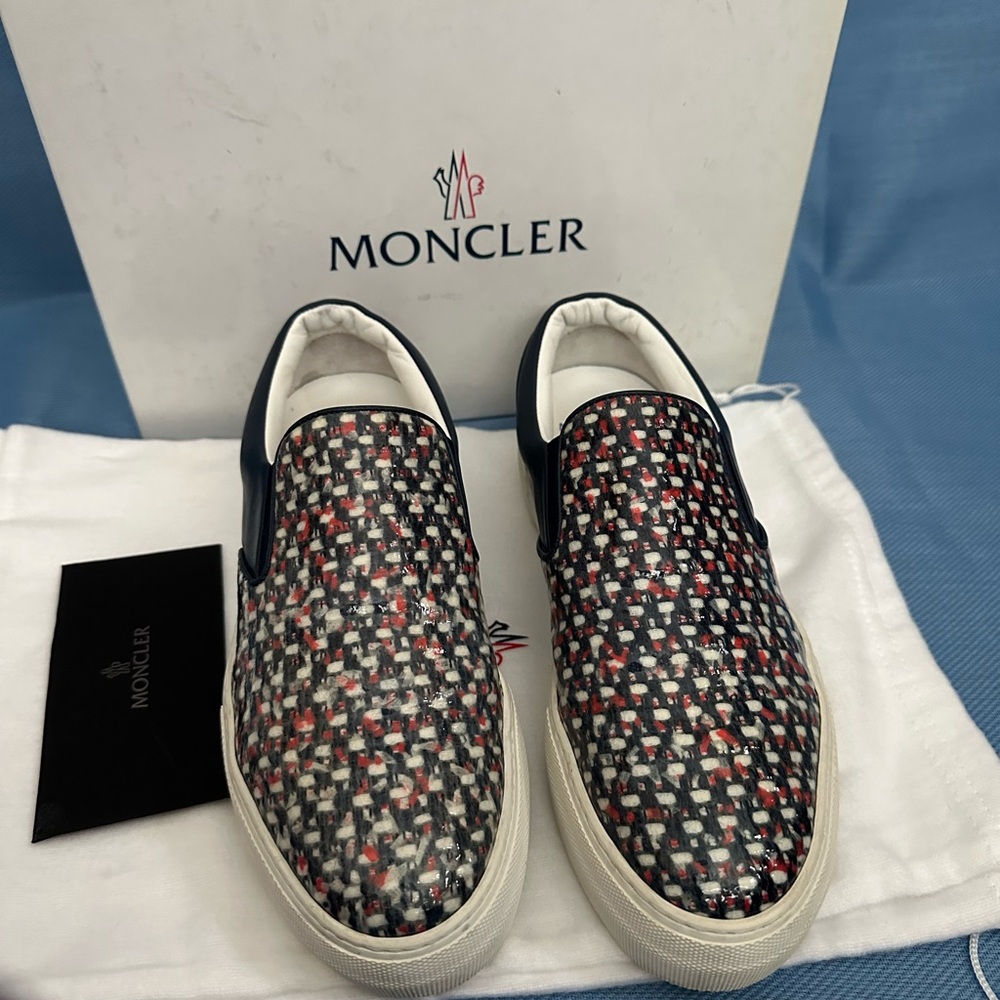 Moncler Geometric Print Slip-On Sneakers